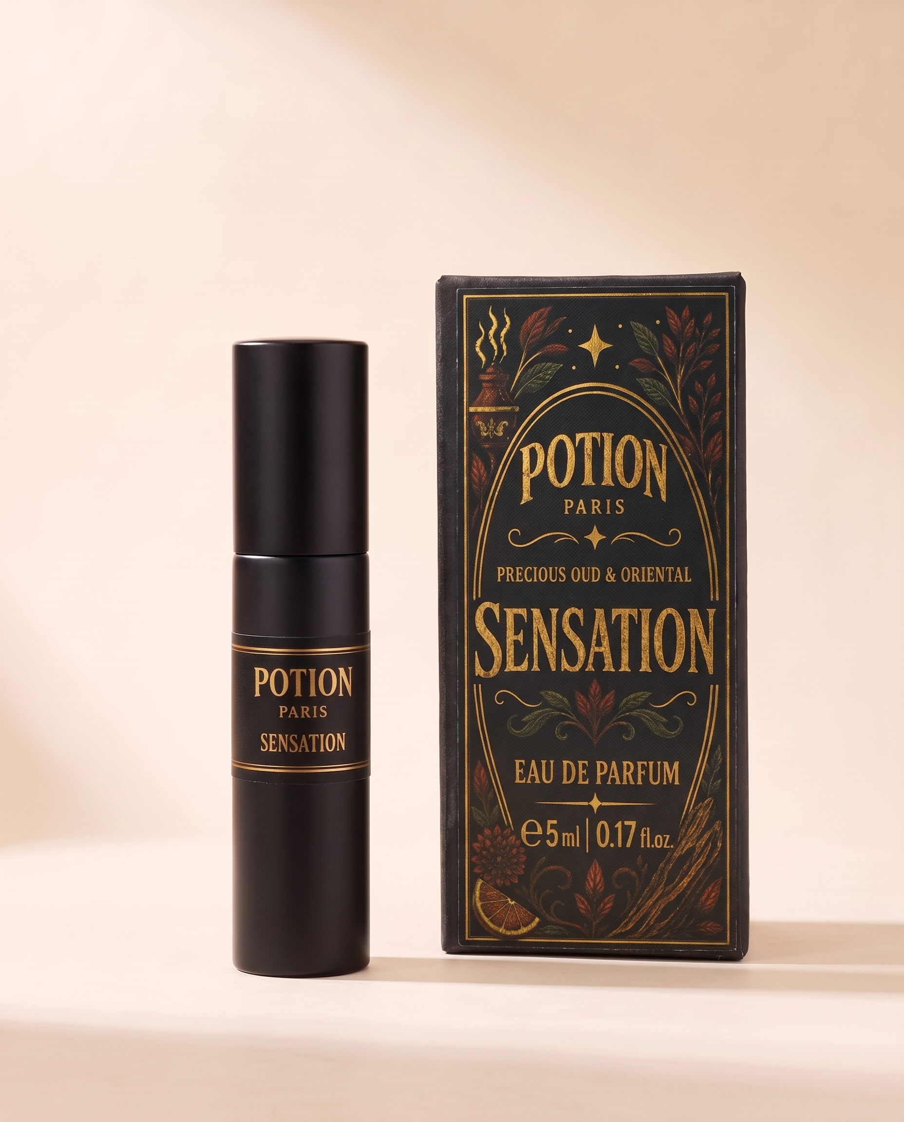 Sensation five millilitre atomiser beside its carton.