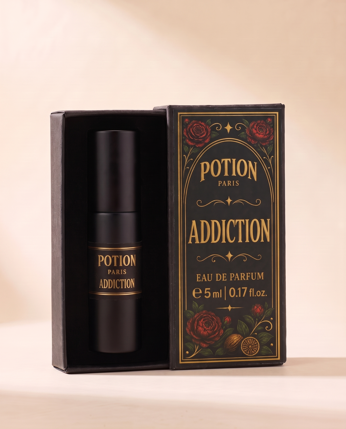 The Addiction atomiser in its open carton.