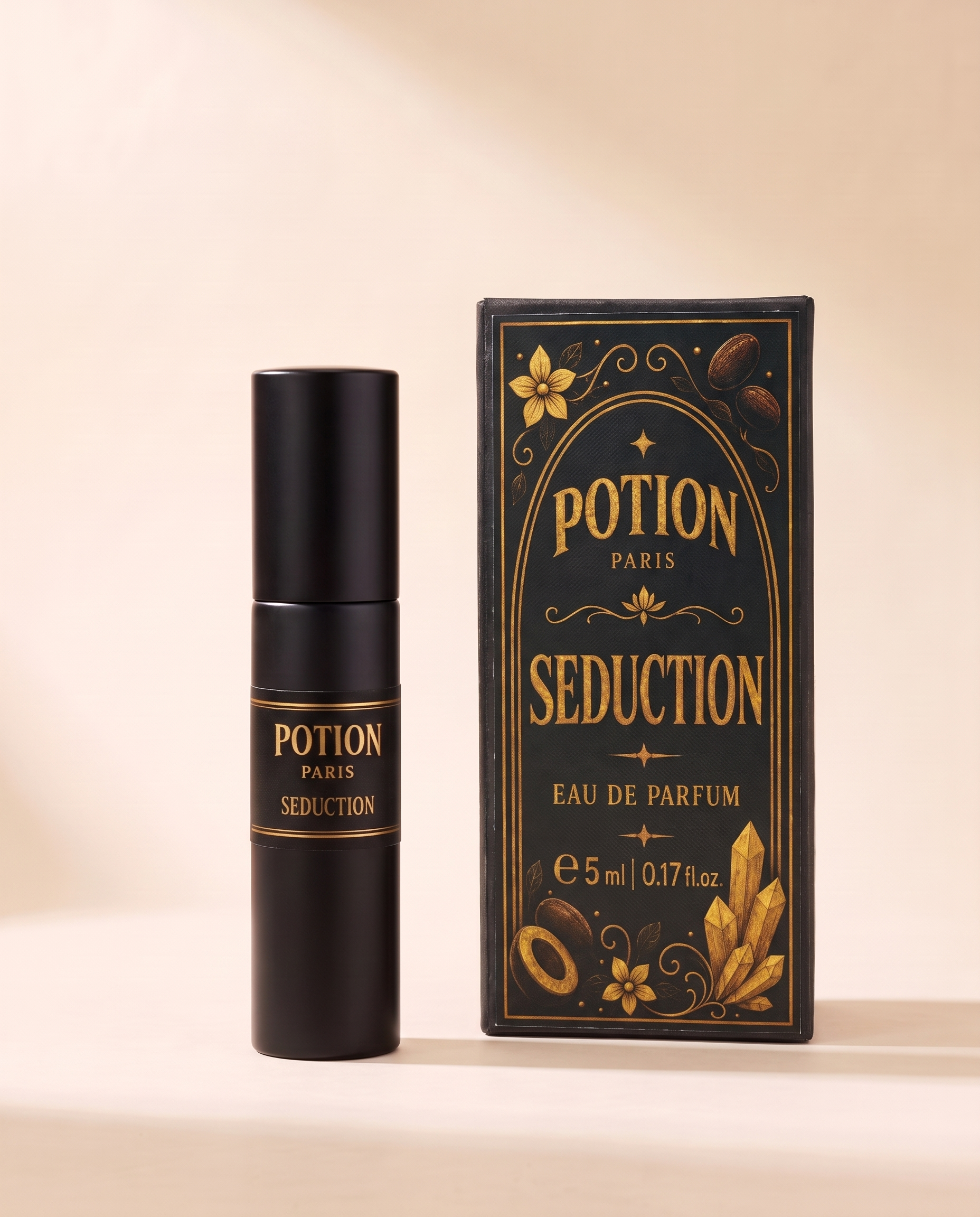 Seduction five millilitre atomiser beside its carton.