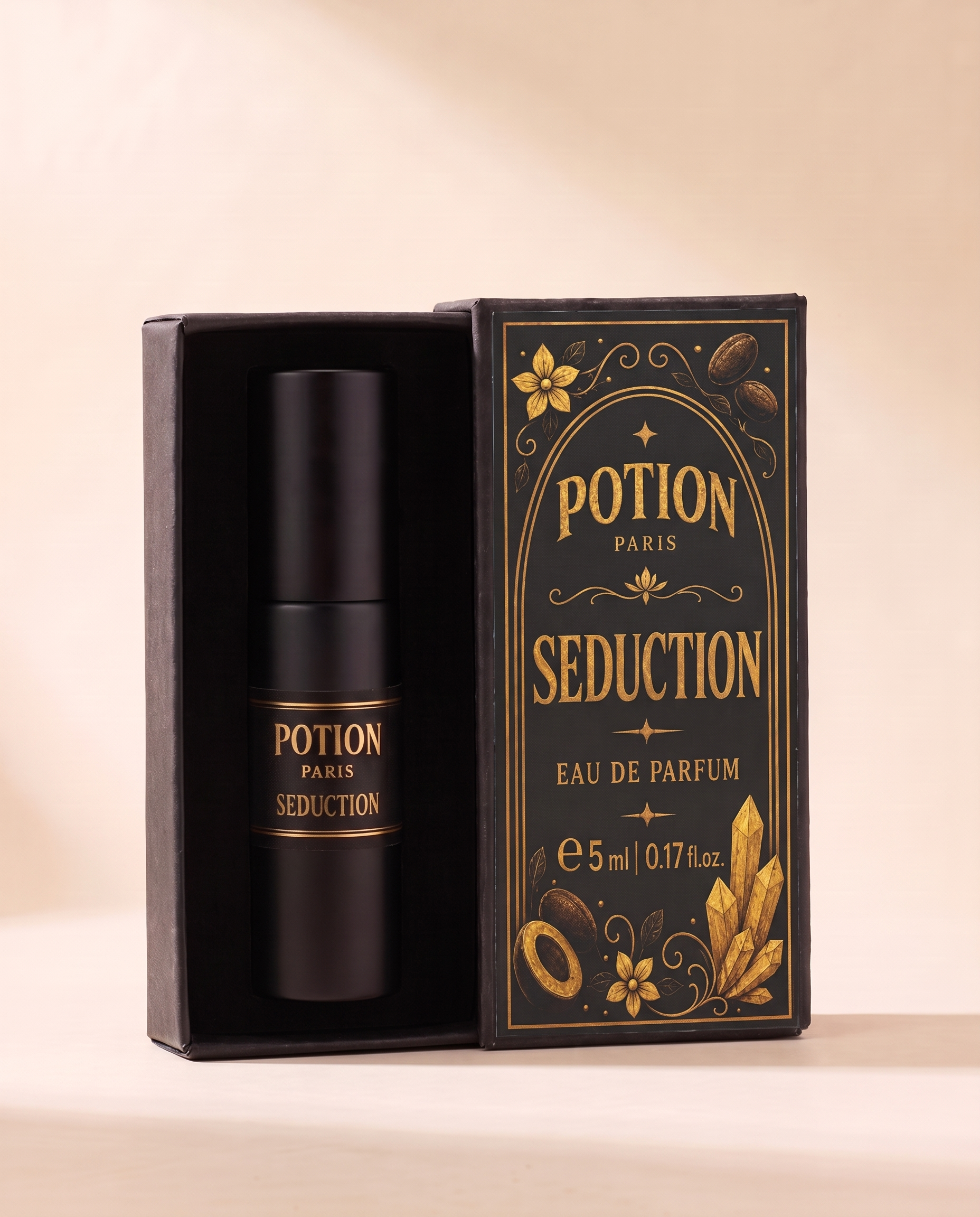 The Seduction atomiser in its open carton.