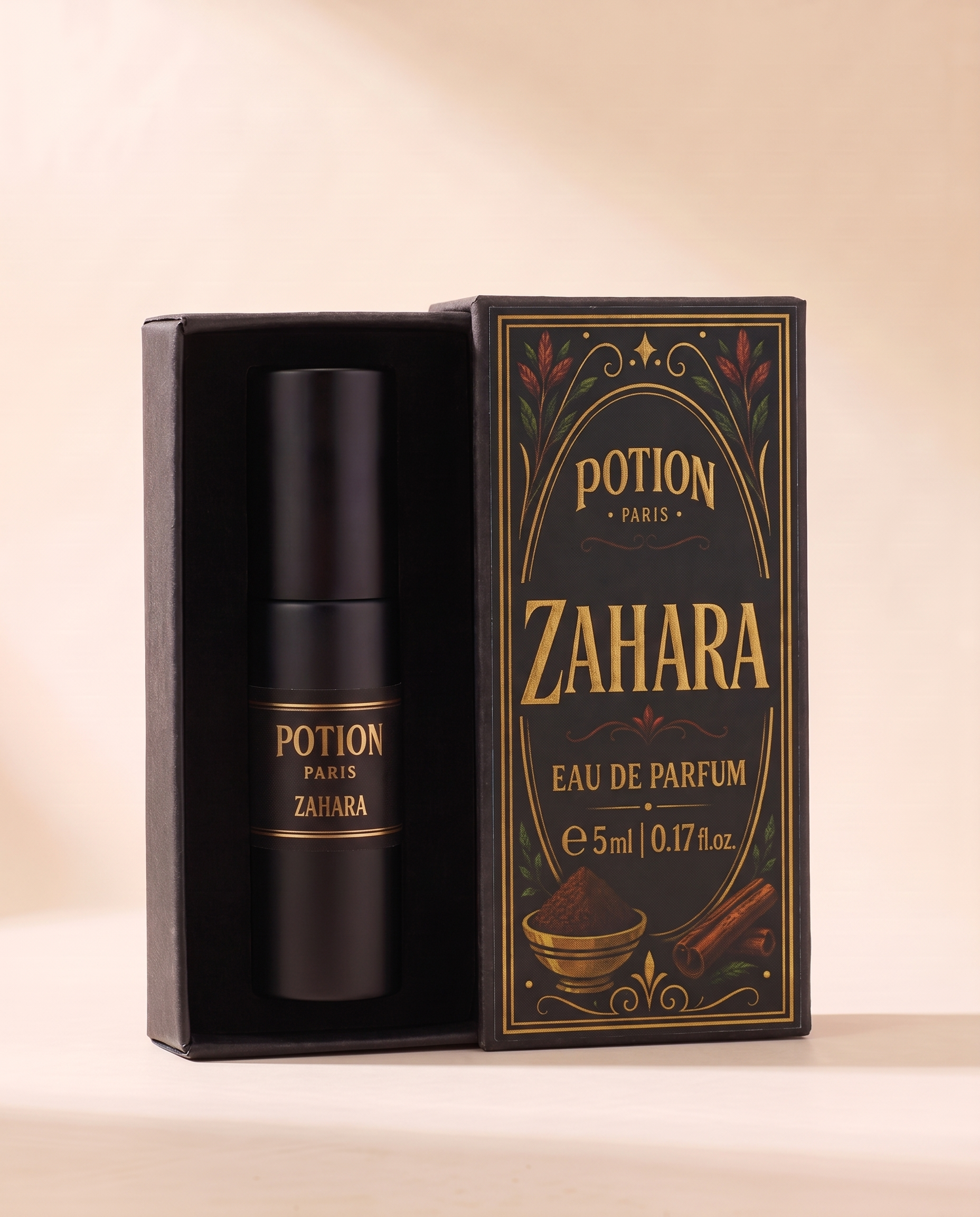 The Zahara atomiser in its open carton.