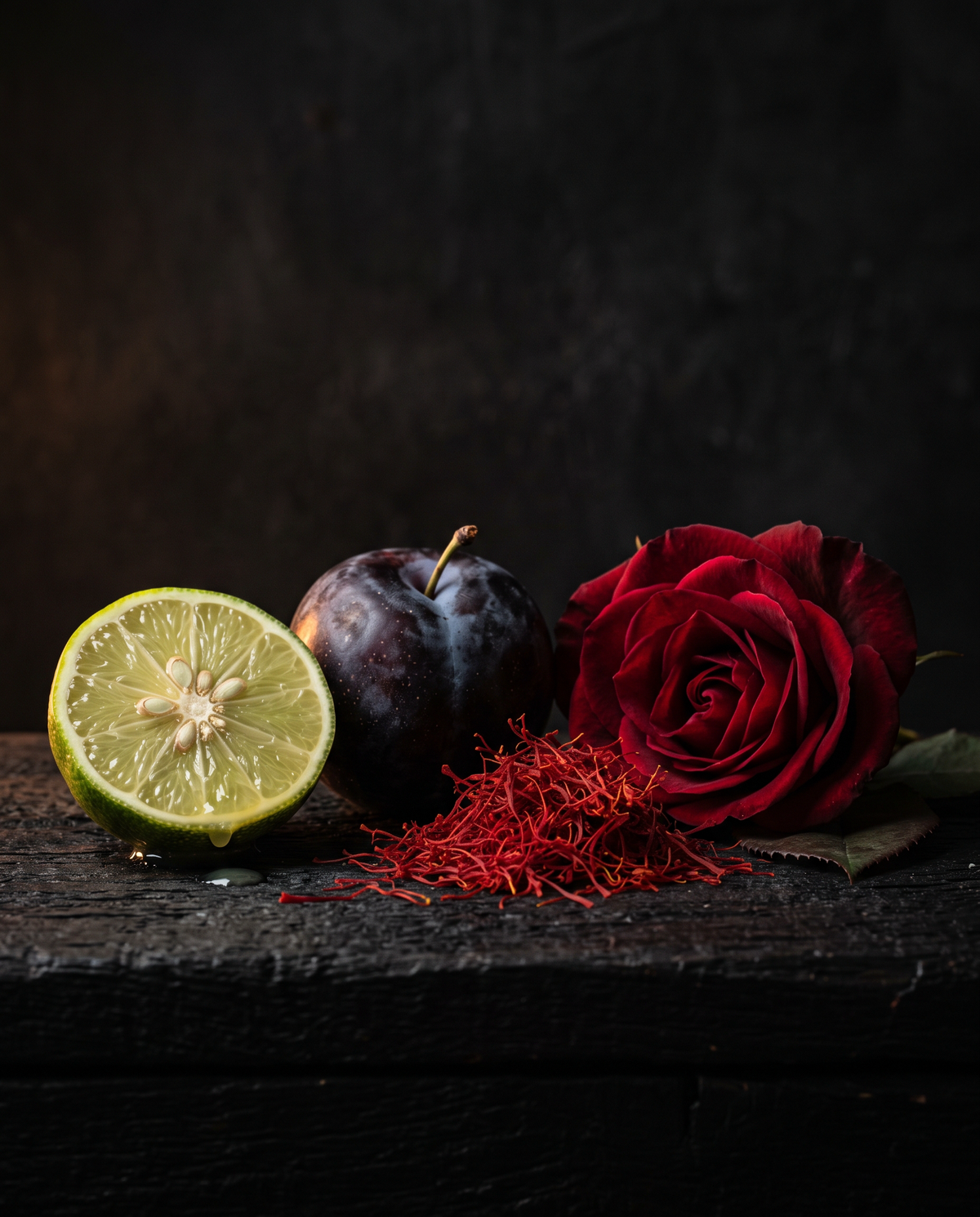 Lime · Plum · Saffron · Rose